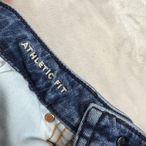 American Eagle Jeans Mens 28x34 Blue Denim Athletic Fit Stretch Skinny Preppy - Picture 9 of 13